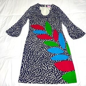 Lilly Pulitzer Angie Dress Leaf Caterpillar Silk Cotton Blend Size XS